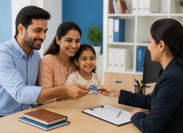 Family Payment Exchange at Office Desk