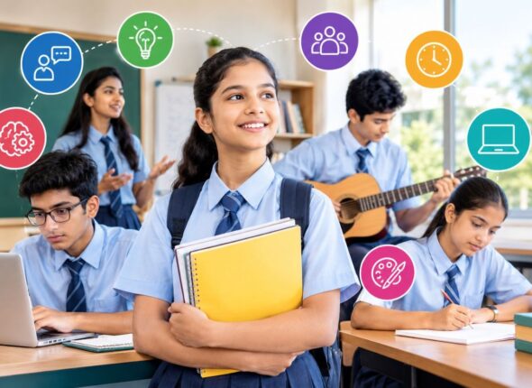 student learning different skills